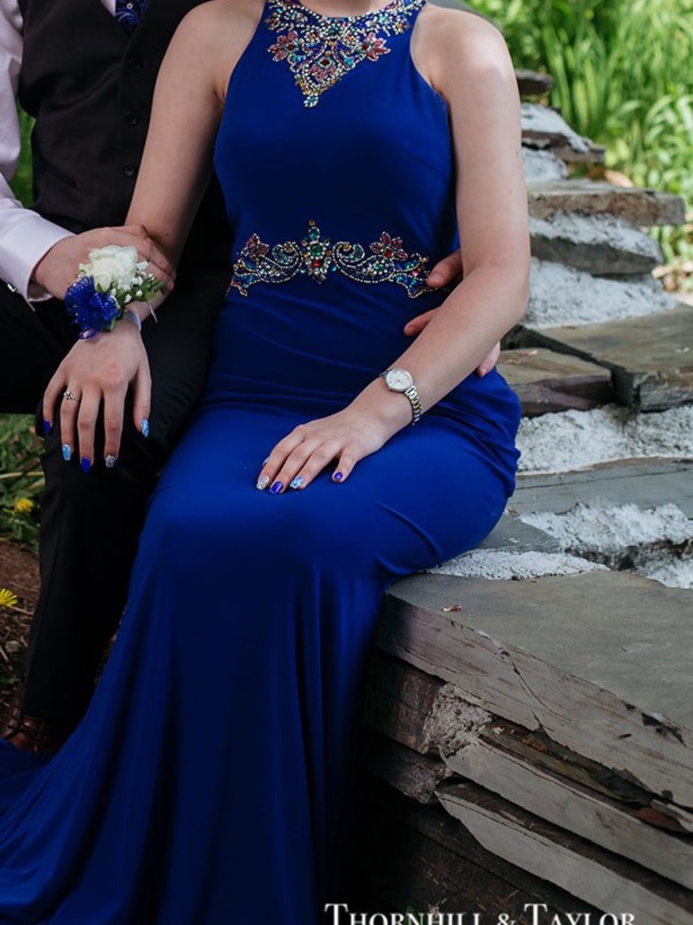 Royal Blue beaded prom dress